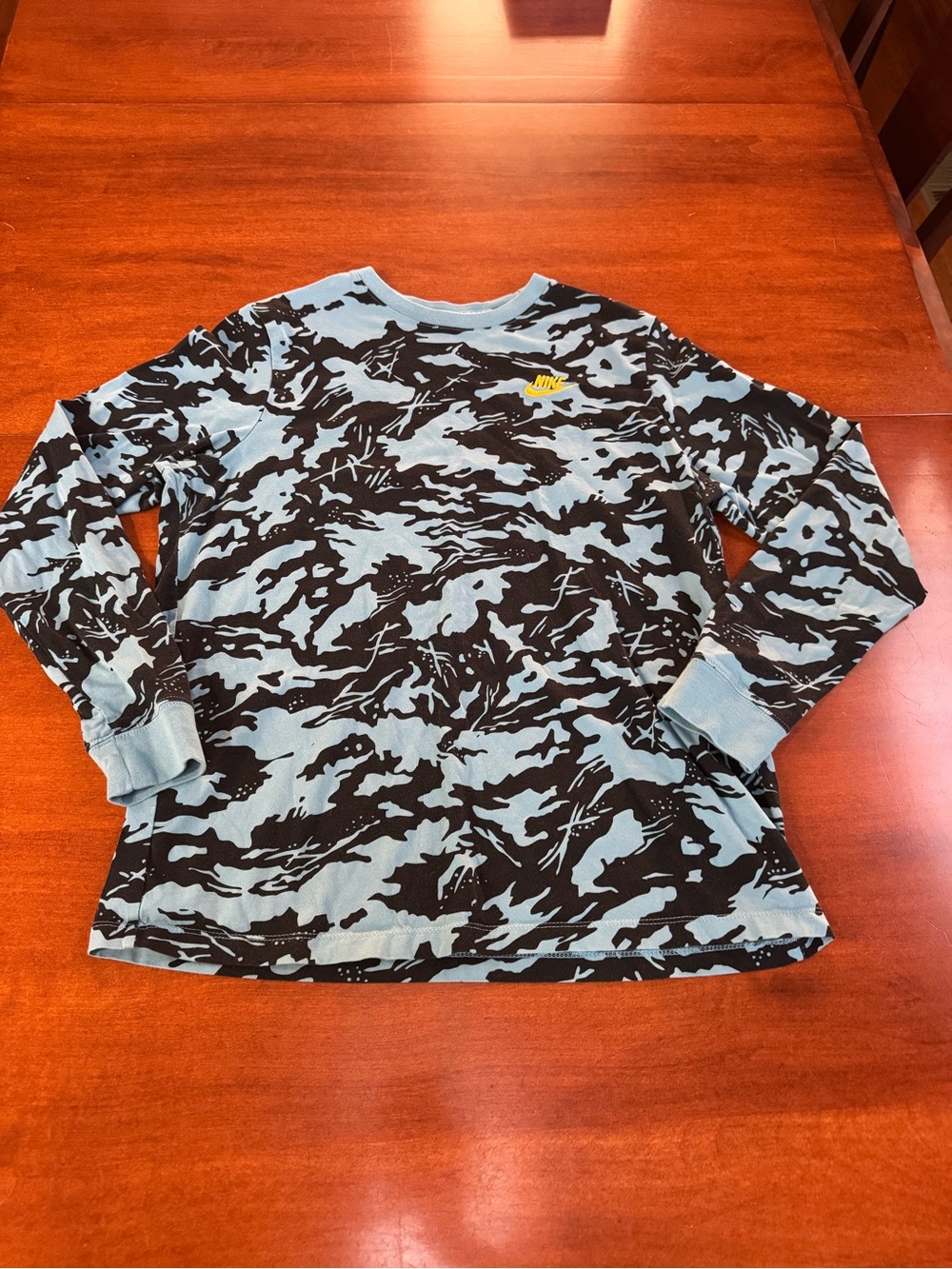 Nike Youth XL Long Sleeve Camo Shirt Blue Black The Nike Tee Boys XL
